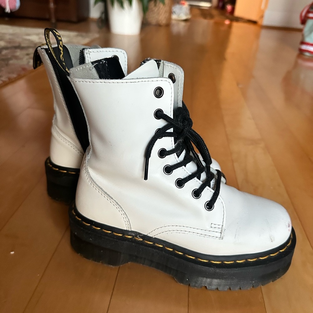 Dr. Martens Jadon White Platform Boots US 5 EU 36 Side Zip Chunky